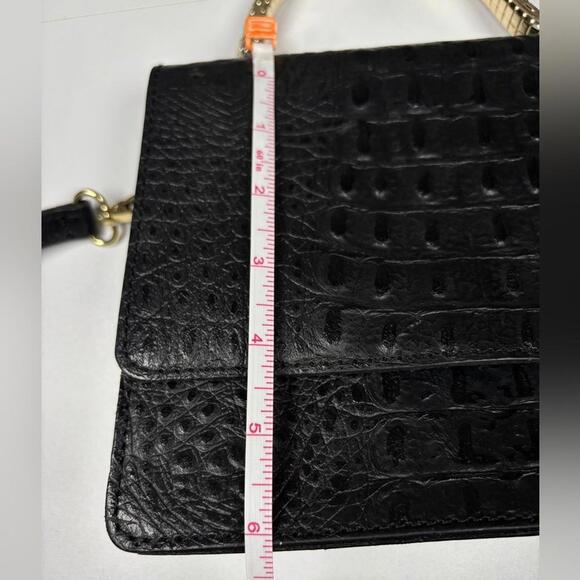 House of Harlow 1960 Croc-Embossed Top black Handle Bag with Crossbody Strap - Picture 6 of 8